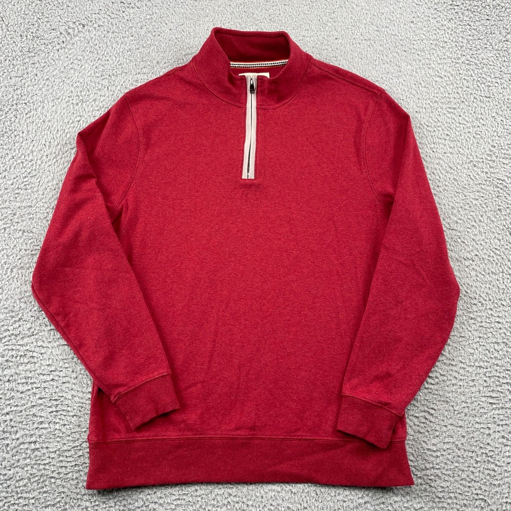The Normal Brand Pullover Mens L Red Quarter Zip Mock Neck Cotton Blend Casual